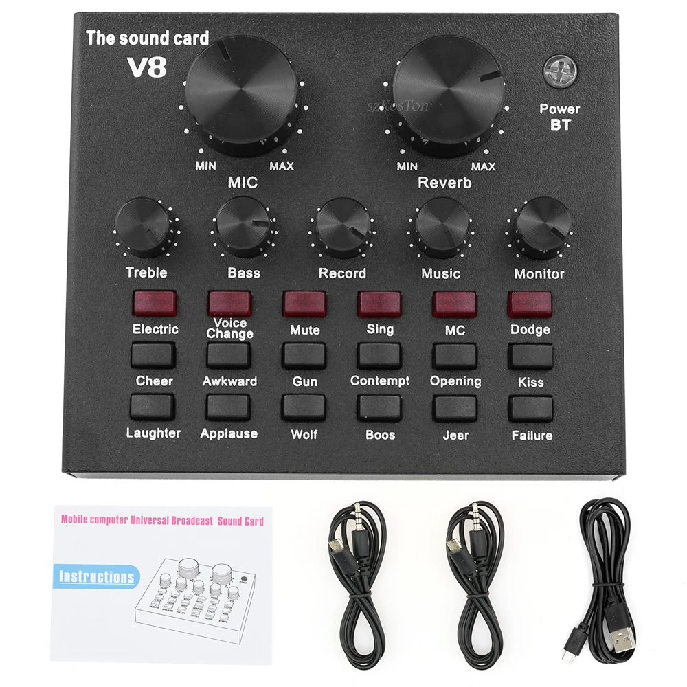 Professional External Sound Card Audio Interface for Computer Recording Live DJ Sound Mixer