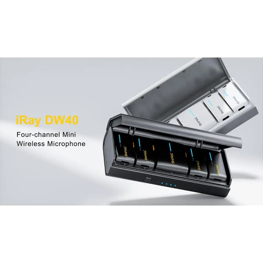 7Ryms iRay DW40 Wireless Lavalier Microphone with 4 Transmitters,48kHz/24bit Rec