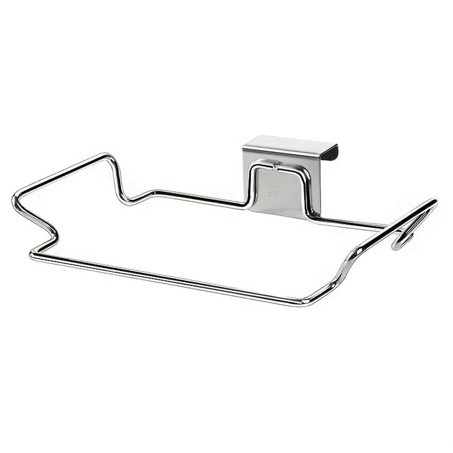 Kitchen trash bag rack cabinet door garbage bags holder stainless steel garbage rack with hanging bracket kitchen gadgets