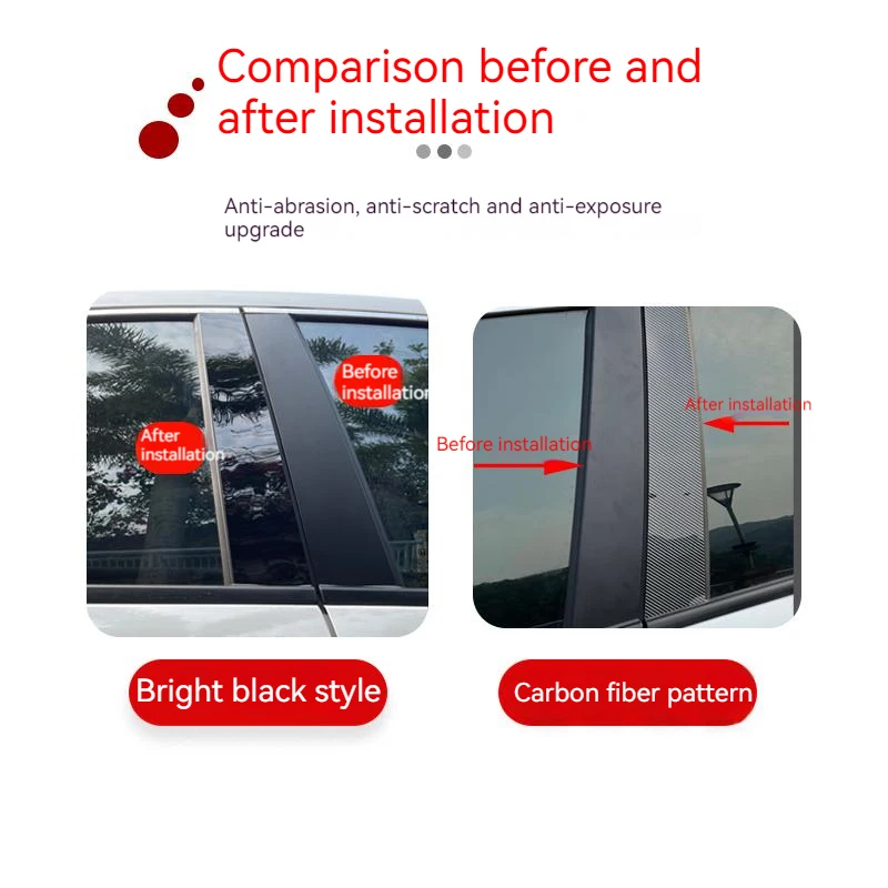 For Toyota Camry XV40 XV50 XV70 2006- 6Pcs Car Window Door Column B C Pillar Post Cover Trim Black Mirror Effect PC Sticker