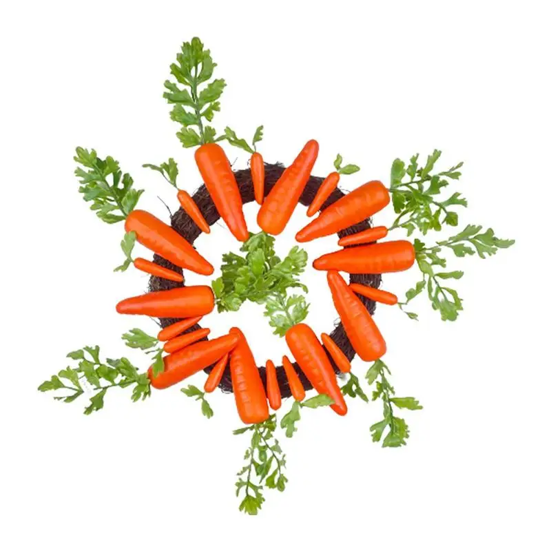 

Искусственный осенний венок 17,7 дюйма, Осенний венок с морковкой для входной двери, тематический день сбора урожая с зелеными листьями для декора на День Благодарения