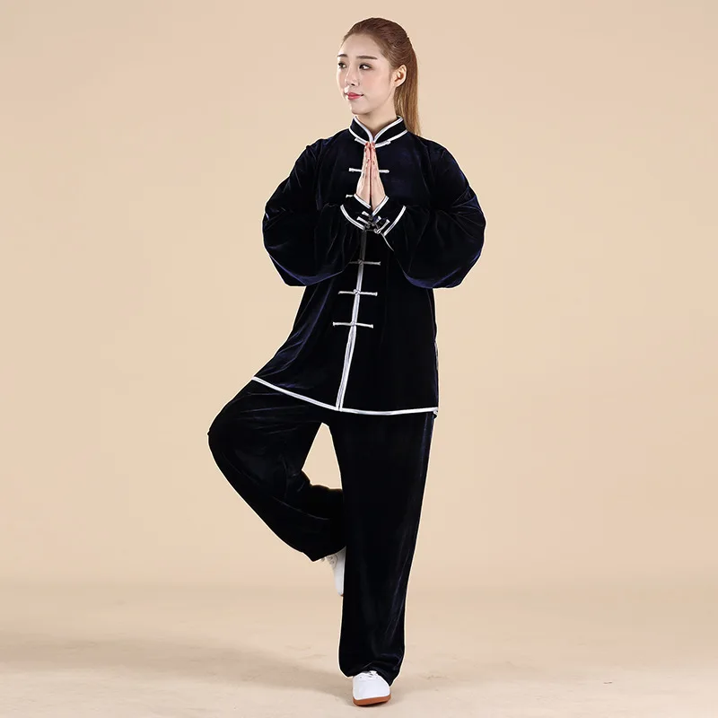 Velour Tai Chi suit Chinese style Kung Fu Wushu Martial Arts uniform Performance jacket pants Exercise clothing Women Men