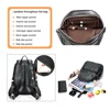 Zency Stylish Black White Genuine Leather Women Backpack A++ Quality Anti-theft Large Capacity Knapsack Travel Designer Rucksack 5