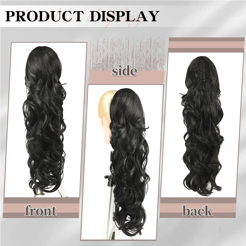 Synthetic Long Curly Claw Clip Ponytail Hairpiece Hair Extensions 28 inch Heat Resistant Fiber 200g High Temperature
