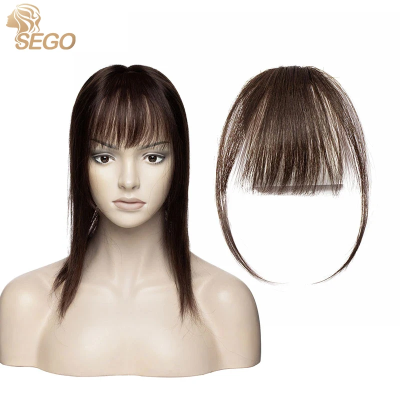 SEGO Clip In Bangs Human Hair Air Bangs Invisible Brazilian Blonde Hair Pieces Non-remy Replacement Extension human hair bangs