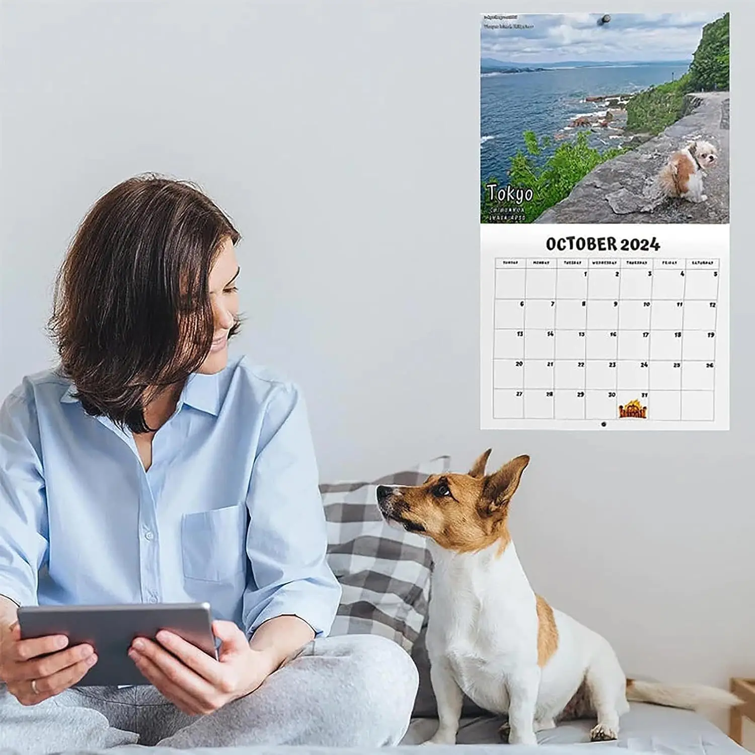 

Funny Dog Pooping Monthly Wall Calendar 2024 New Year Unique Calendar Gift for Friends Family Neighbors Home Decoration