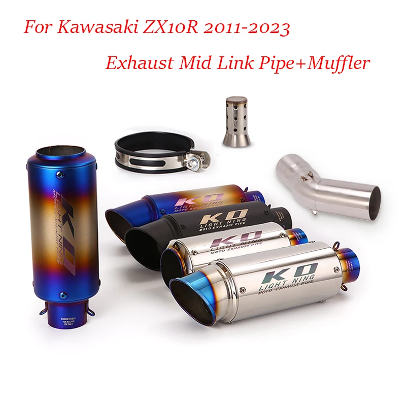 

Exhaust Pipe Escape For Kawasaki ZX10R 2011-2023 Motorcycle Exhaust Mid Connect Tube Slip On 51mm Muffler Tips With DB Killer