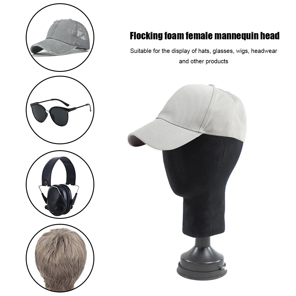 Testa di manichino modello Display piastra di Base parrucche Caps supporto per occhiali pratico floccaggio testa di schiuma modello cappello parrucca puntelli staffa - immagine 2