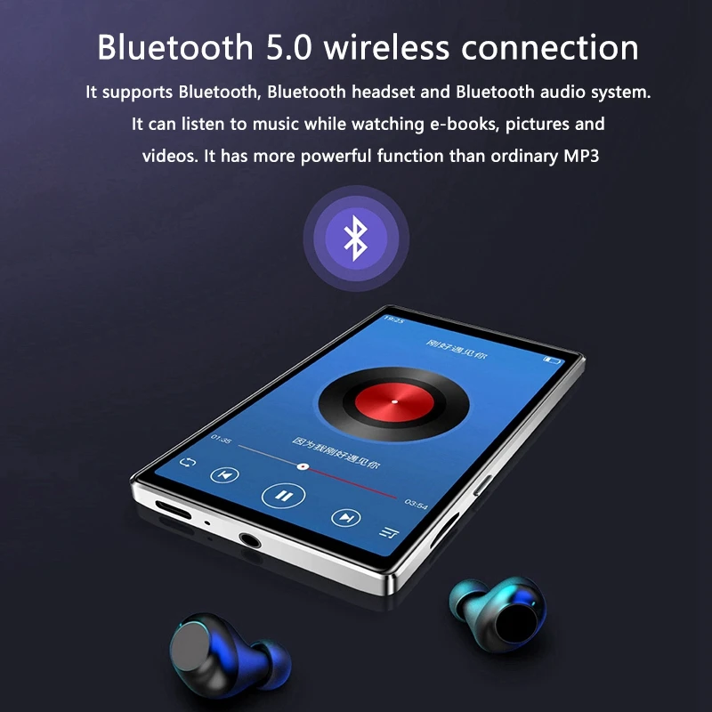 android mp3 player 4 Inch Full Screen HD MP4 Player Wifi Android 6.0 MP3/4 1+8GB Bluetooth 5.0 Contact Music Player FM Radio mp3 music player