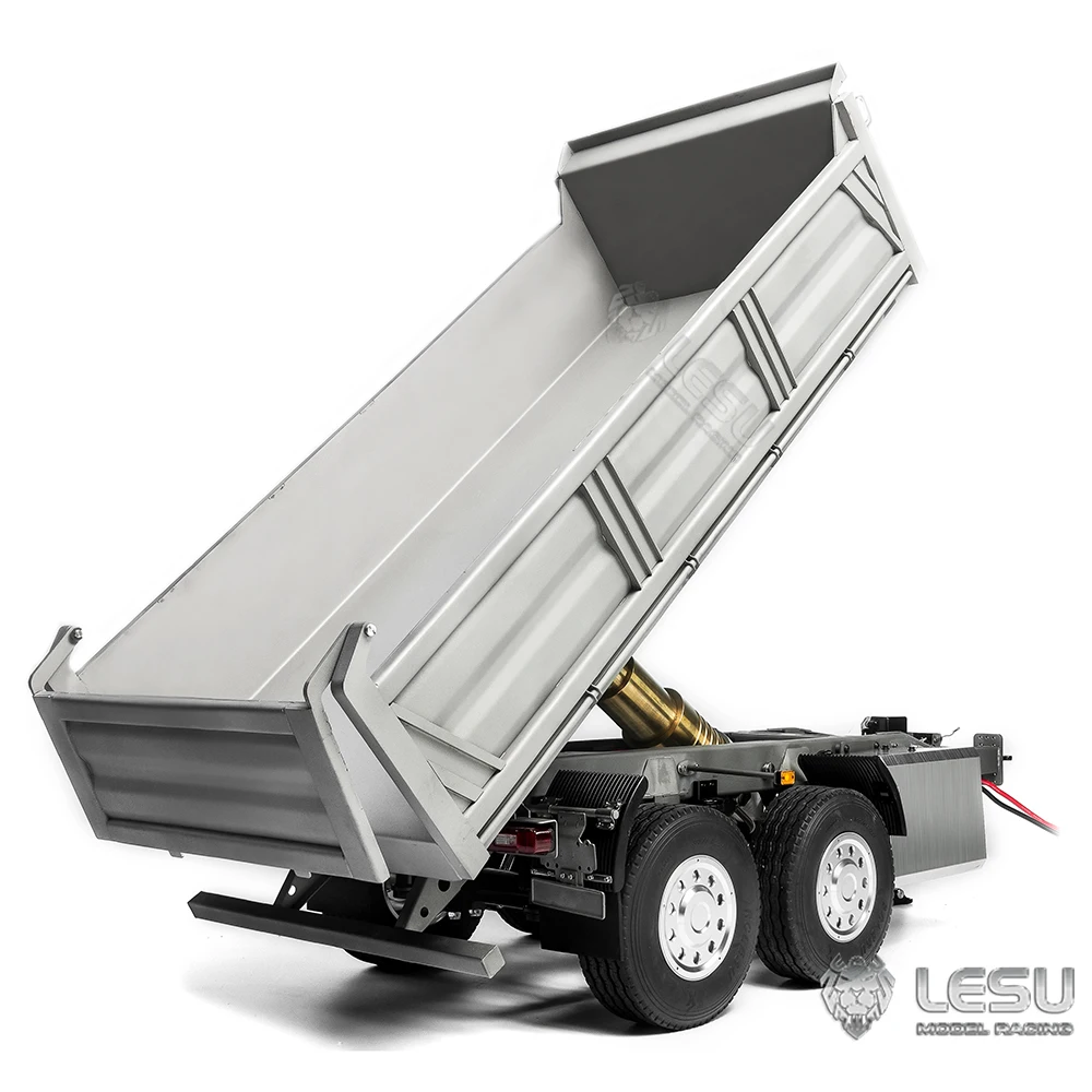 LESU 1/14 RC Hydraulic Full Trailer 2 Axles Kits Lifting Legs Metal with LED Lights for Remote Control DIY Tractor Truck TH23105 5