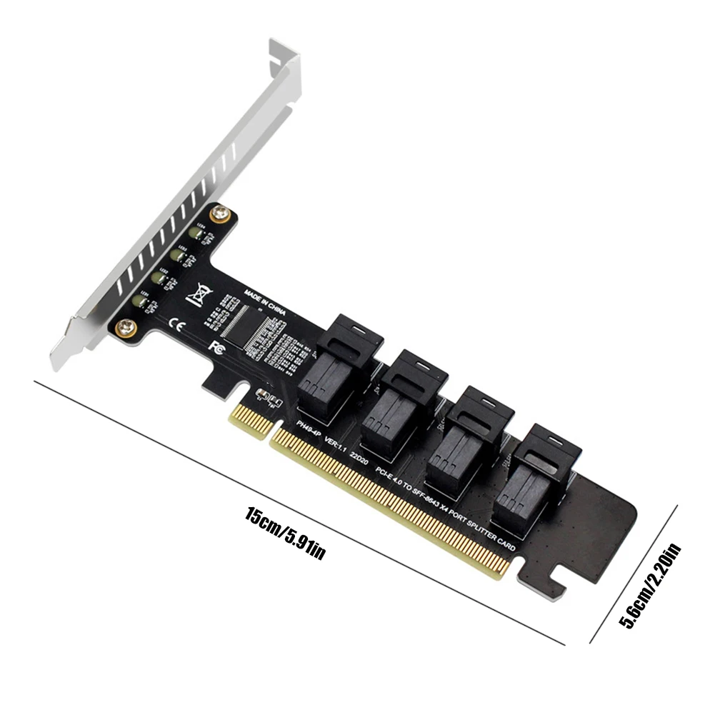 컴퓨터 메인보드용 NGFF PCI-E 16X-4 포트 U.2 분할 확장 카드, PCI-E 16X-4 포트 U.2 SFF-8643/8639 분할 카드