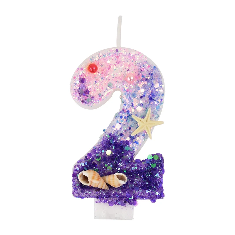 Mermaid Cake Candle Topper in Pink and Purple - Under the Sea Birthday Party Decoration