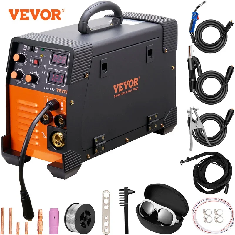 Saldatrice Vevor Mig 250/160/200/270A Saldatrice Ad Arco Tig 3 In 1 Saldatrice Stick Igbt Dc Inverter Display Digitale Combo Work