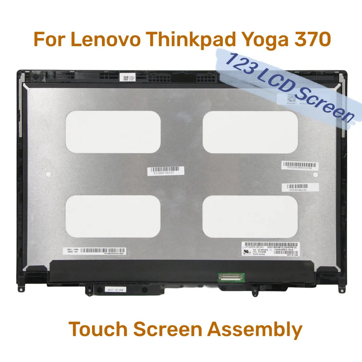 

13.3 For Lenovo Thinkpad Yoga 370 YOGA Touch Screen Assembly LP133WF4 SPA1 LQ133M1JX15 Display 01LW129 SD10M34092 Whith Frame