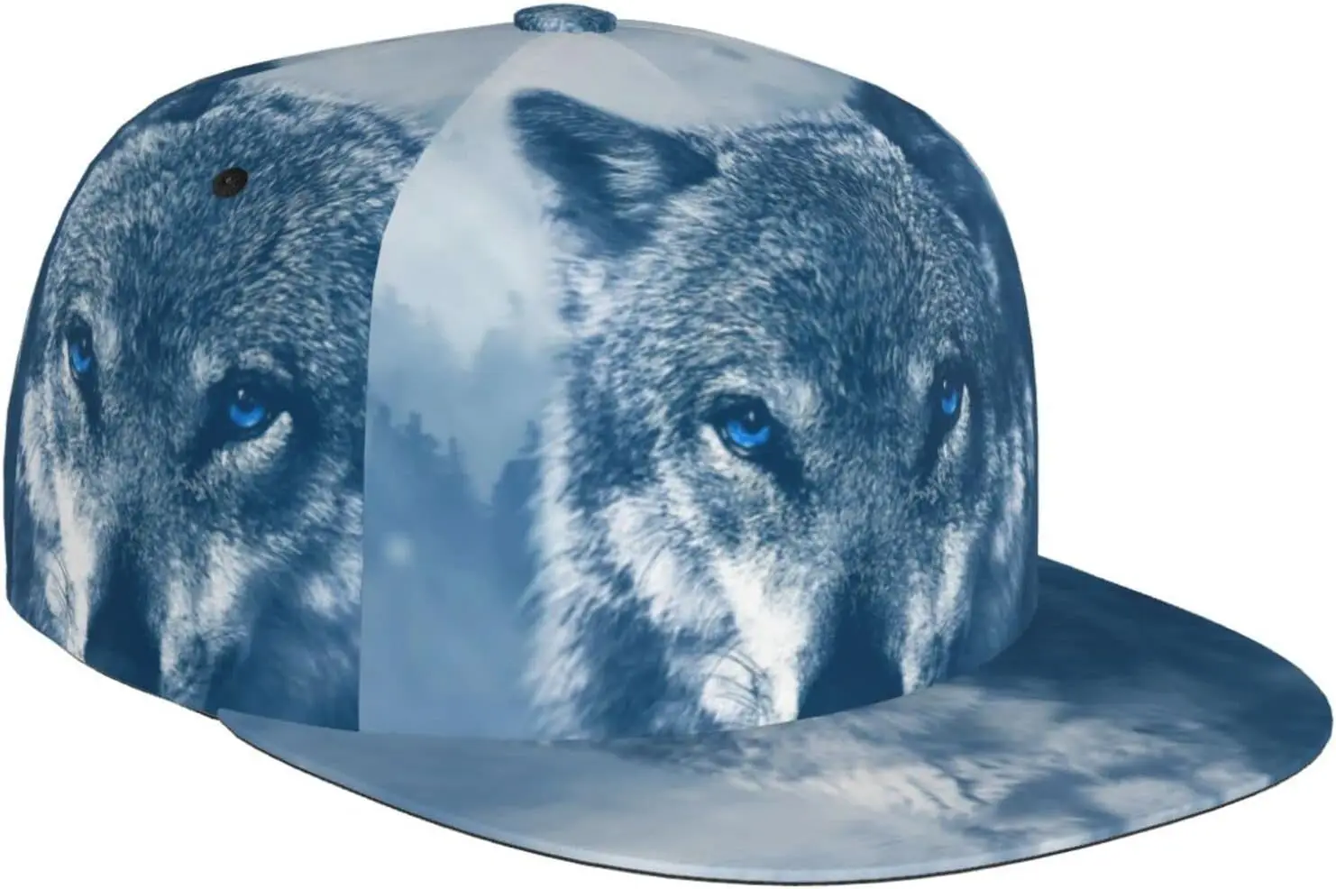 

Snowfall Cold Wolf Animal Pattern Flat Bill Hat, Unisex Snapback Baseball Cap Hip Hop Style Flat Visor Blank Adjustable B