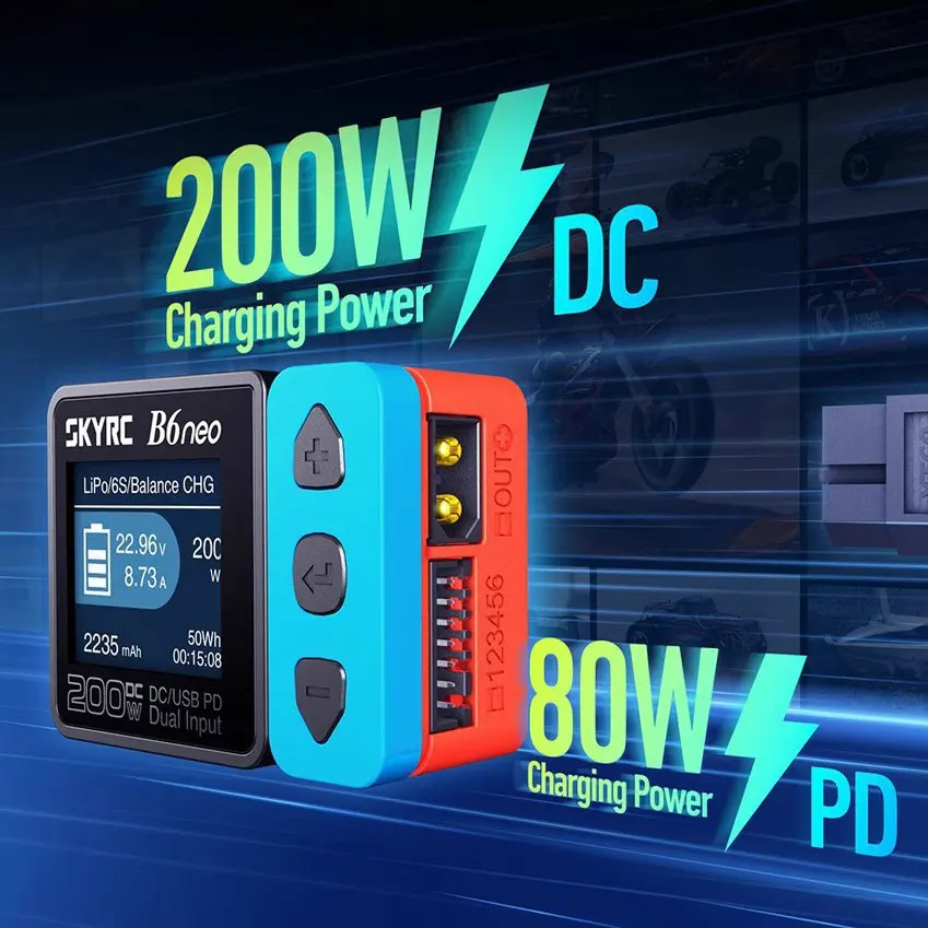 Chargeur équilibreur SkyRC B6 Neo/néo+ - 200W, PD 80W, Pour Batteries LiPo Et Autres (RC)