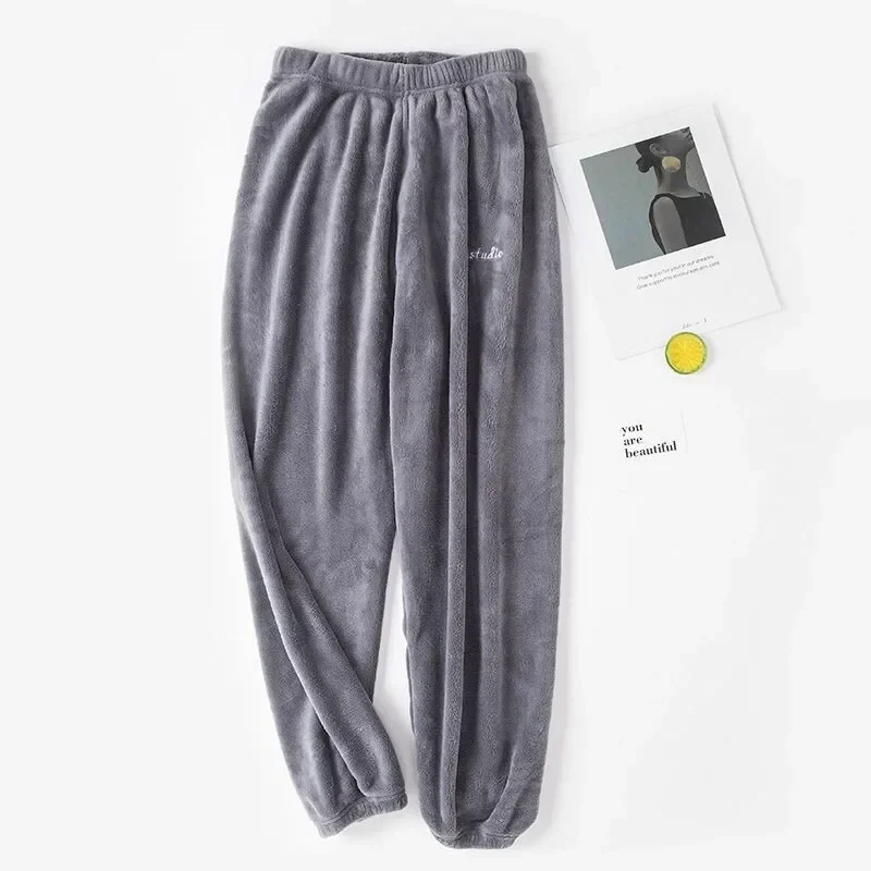 88–154 Pfund Herren- und Damen-Pyjamahose aus Korallenfleece, dicker Plüsch, weites Bein für drinnen und draußen, Winter-Heimkomfort, fauler Stil – Detail 5