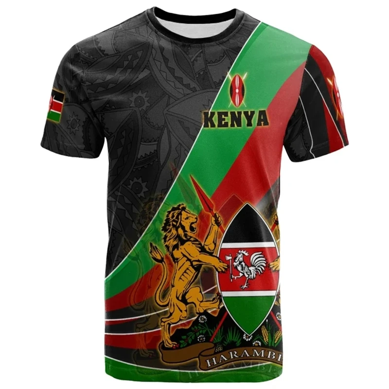 

Kenya Map Flag 3D Printed T Shirt For Men Clothes National Emblem Graphic T Shirts Africa Country T-Shirt Boy Jersey Male Tshirt