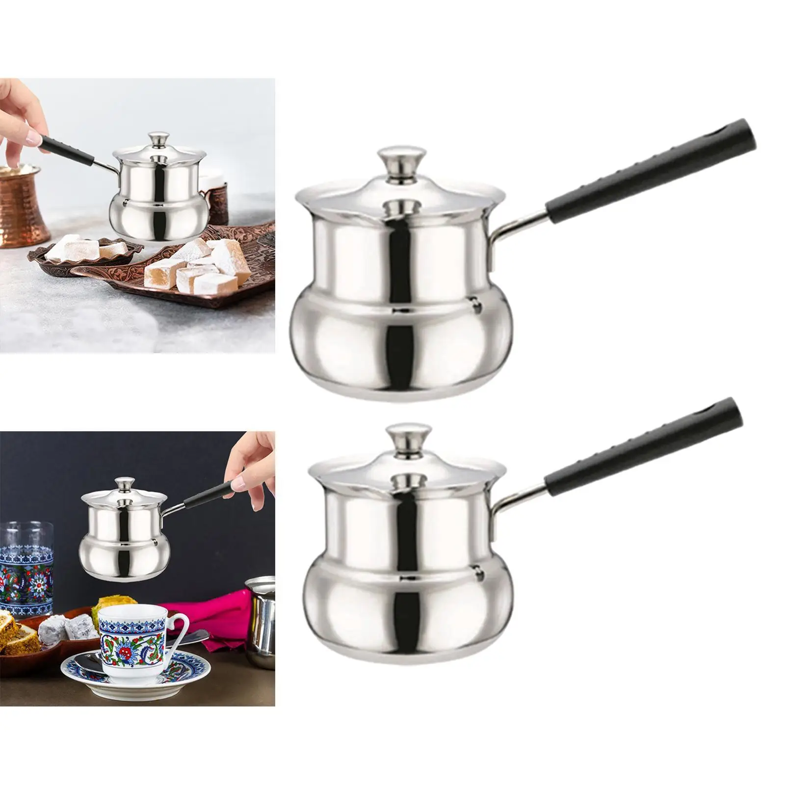 Turkish Coffee Pot for Induction Cookers Butter Melting Pan with Handle Milk Warmer for Camping Home Office Kitchen Restaurant