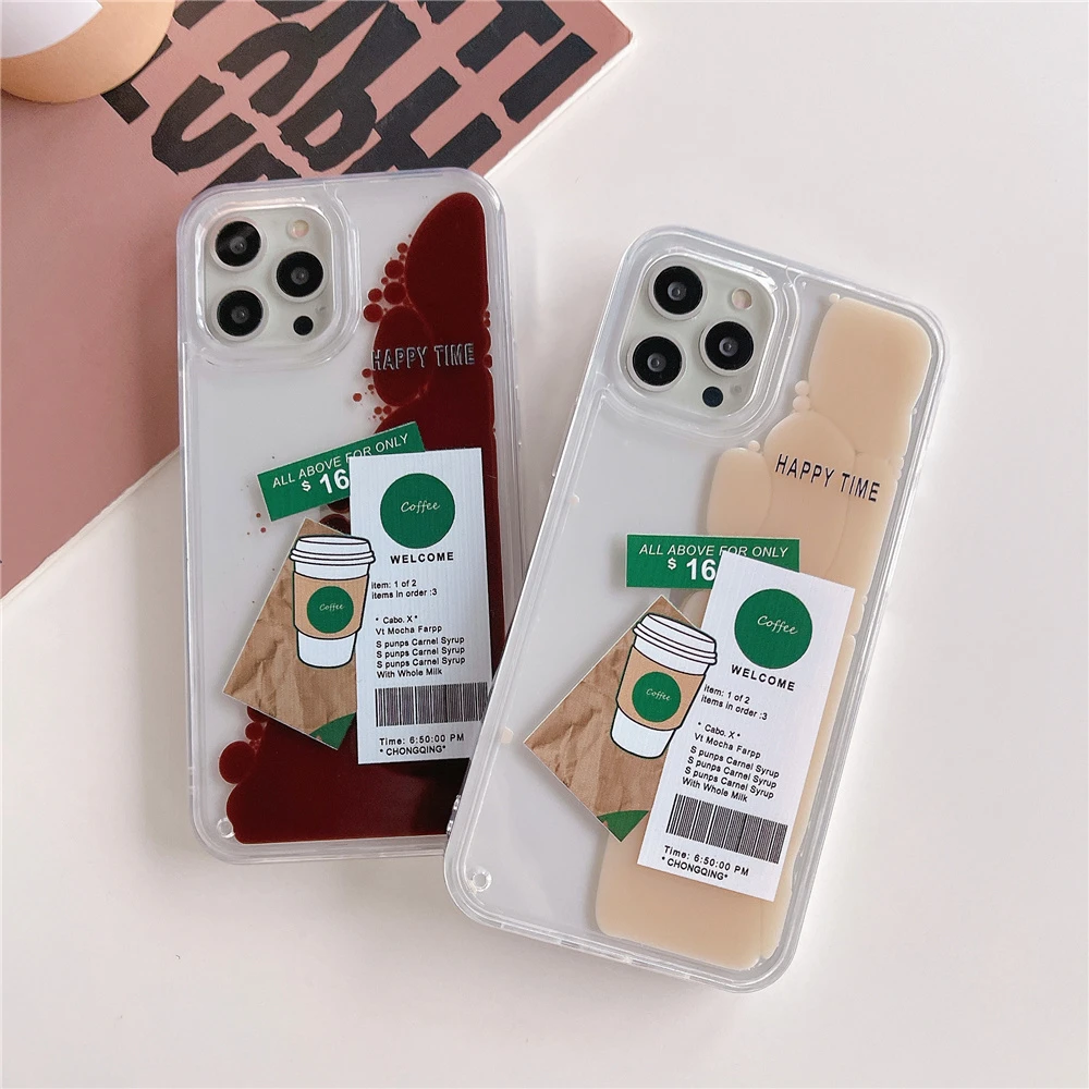 iphone 13 pro max case clear Fashion quicksand coffee milk tea Label Phone Case For iphone 13 Pro Max 12 11 X XS XR 7 8 Plus shockproof full protection Coque 13 pro max case