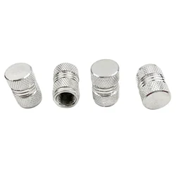 Set of 4 Dustproof Metal Tire Valve Caps for Cars and Bicycles (Silver)