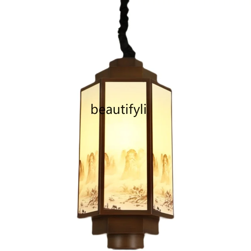 

LBX New Chinese Lantern Restaurant Booth Chandelier Creative Hotel with Spotlight Tea House Bar Lamp