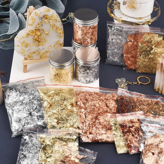 3 Boxes Gilding Flakes, Gold Foil Flakes for Resin, Gold Leaf Gilding  Flakes Metallic Foil Flakes for Painting Arts and Resin Crafts, Nail Art  (Gold