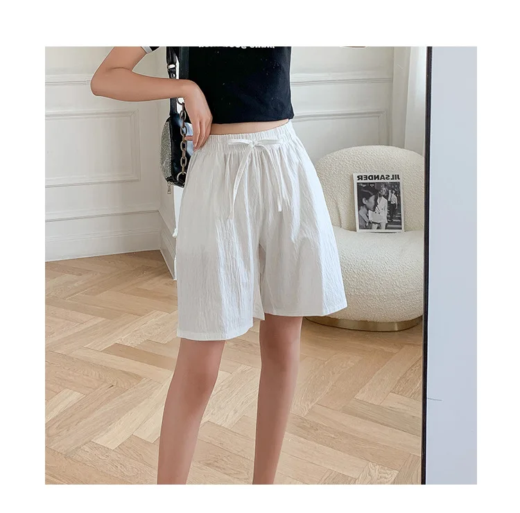 Knee Length Women Shorts 2022 Summer Casual Solid Cotton Linen Shorts Pants 12Colors High Waist Loose Five Cents Trousers Girls womens clothing