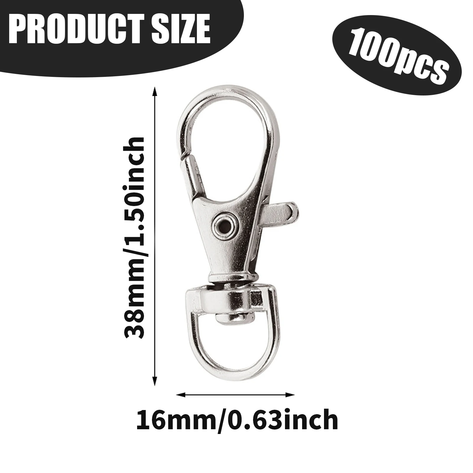 50/100Pcs Swivel Lobster Clasp Stainless Steel Swivel Keyrings Clasp D Ring Snap Hook for Jewellery DIY Crafts Keychain Making