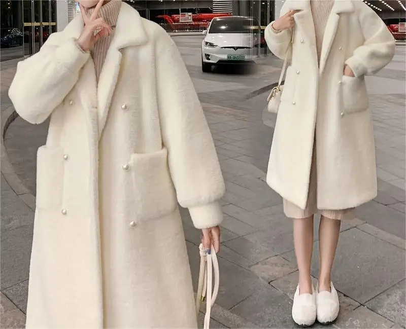 

Mink Fur Coat Women's 2023 Autumn Winter New Foreign Air Medium Long Plus Cotton Thickened Golden Mink Wool Overcoat
