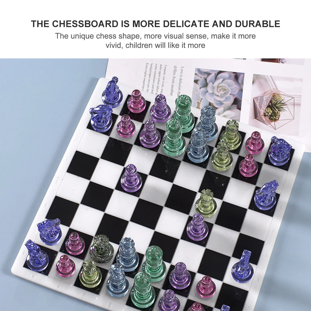 Moule En Silicone LET'S RESIN Pour Fabriquer Des Pièces D'échecs, Grand Modèle, 16 Pièces