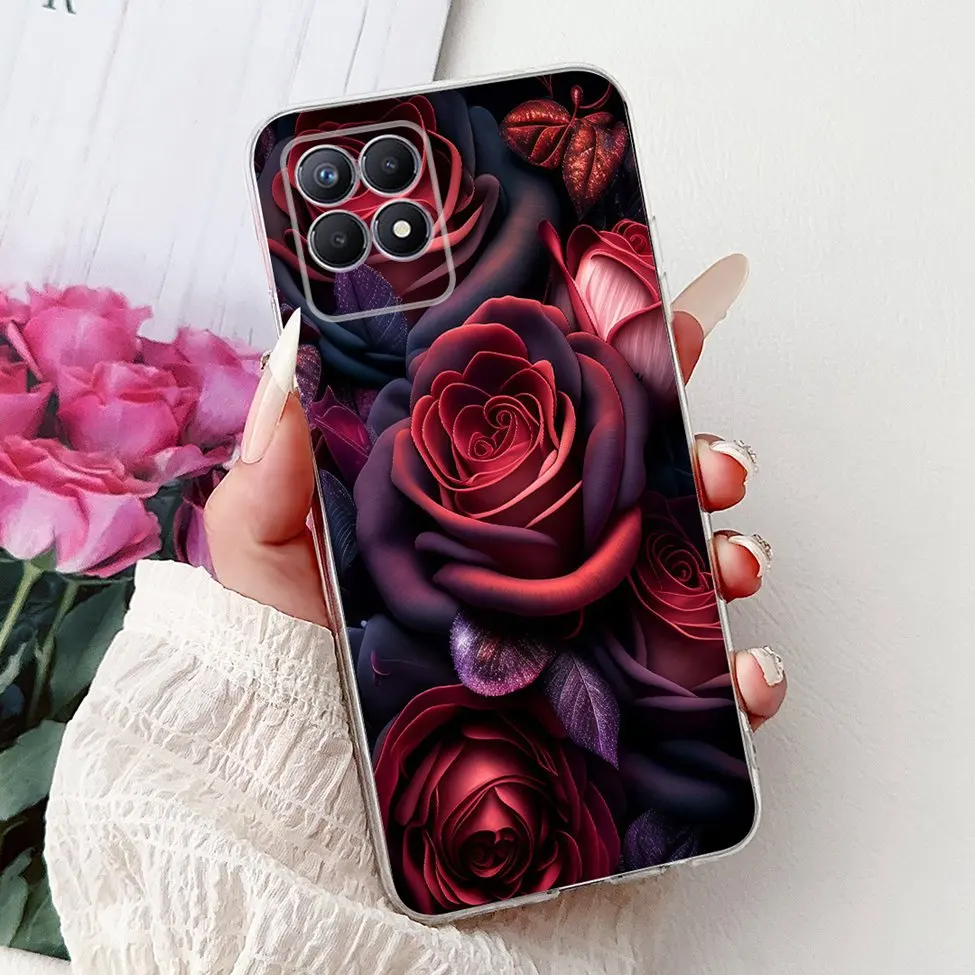 Luxury Butterfly and Love Flowers Clear Phone Case - Cool Painted Design