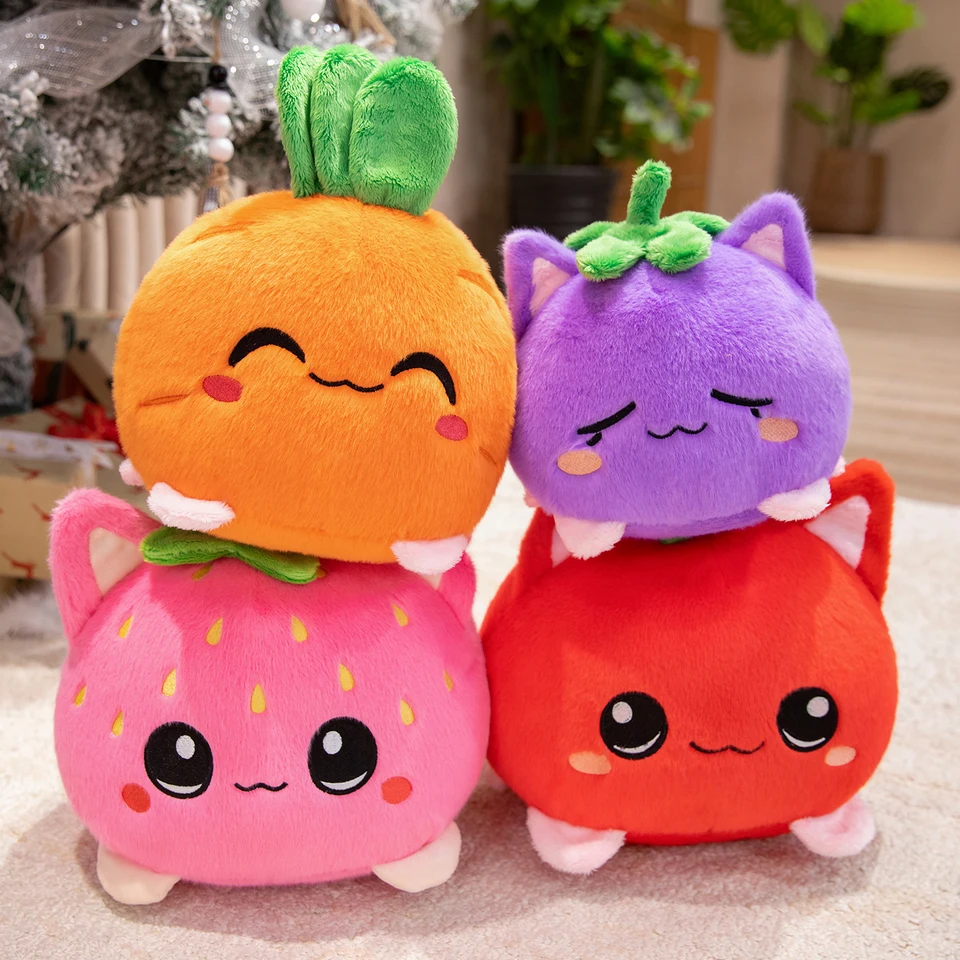 Sweet Lovely Strawberry Kitten Ball Plush Toys Soft Pink Cartoon