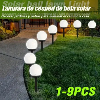 Luci solari per esterni Luci sferiche solari impermeabili a LED bianche fredde adatte per marciapiede di passaggio del prato del giardino del cortile 1