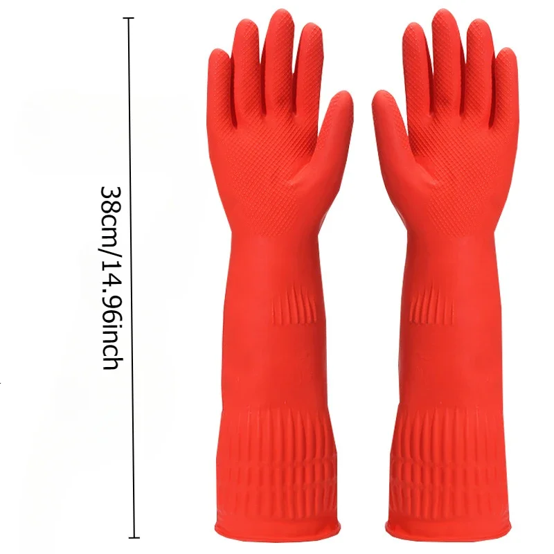 Kitchen Thick Extra Long Heavy Duty Rubber Gloves Thick Waterproof Car Washing Gloves Chemical Resistant Acid Oil Resistant
