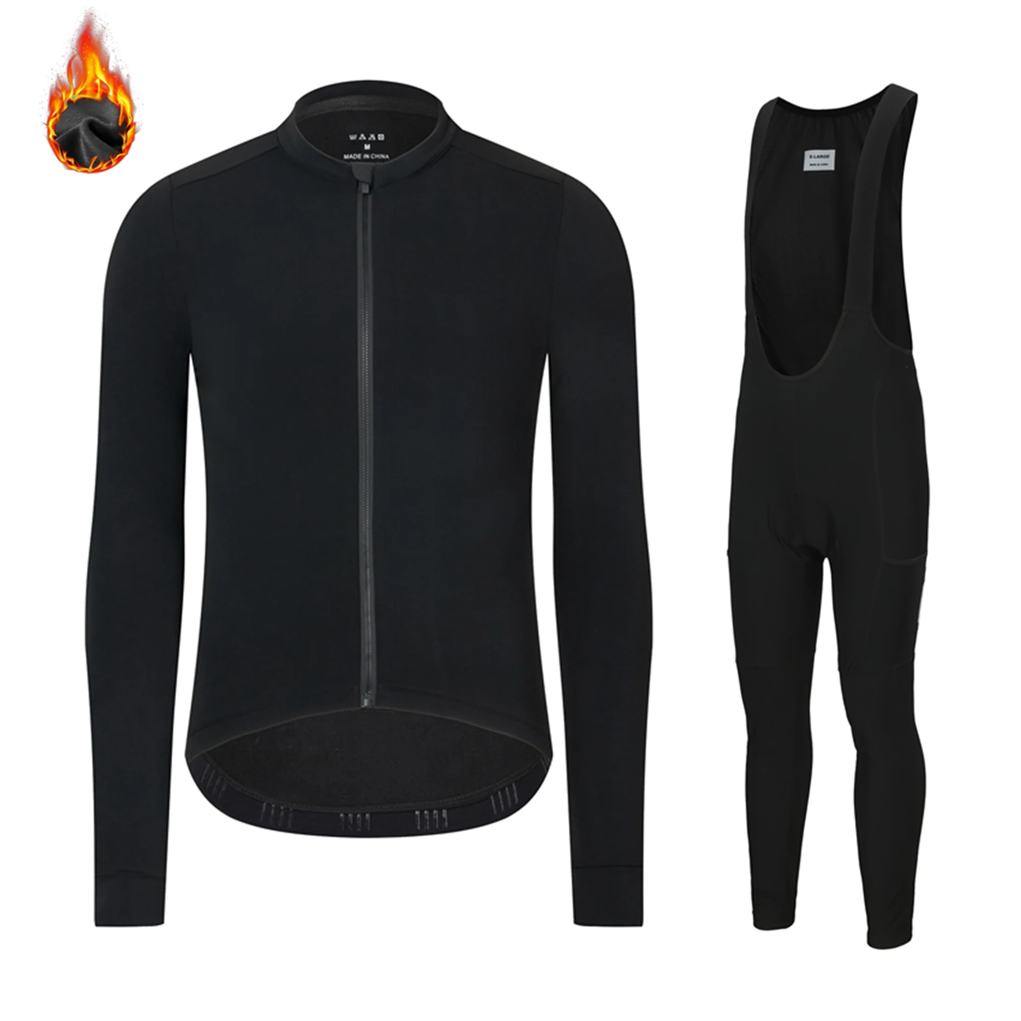 SPEXCELL RSANTCE Thermal Cycling Set 2023, Winter Fleece Men Long Sleeve Cycling Jersey Bib Pants Uniform MTB Bike Tops Bicycle Clothing