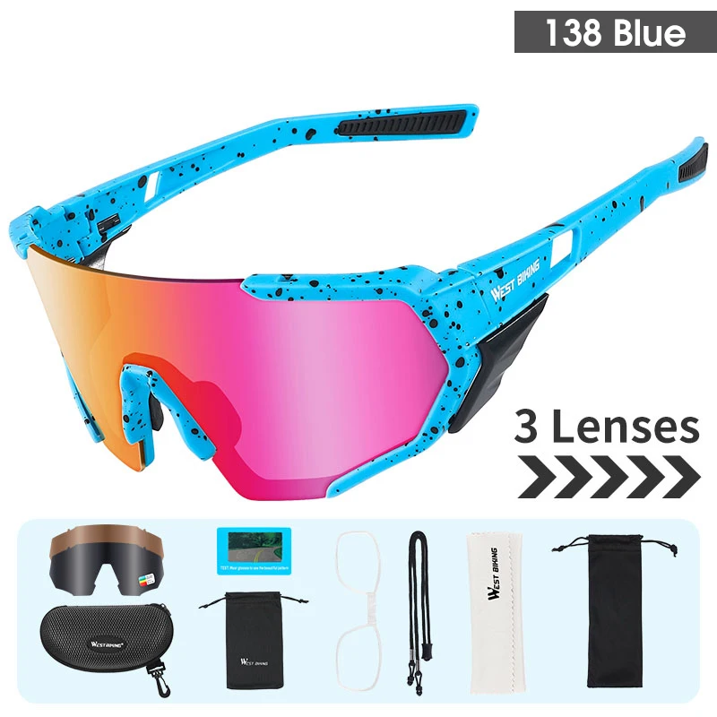 West Biking Cycling Sunglasses  Sunglasses Men Cycling 3 Lens - 3