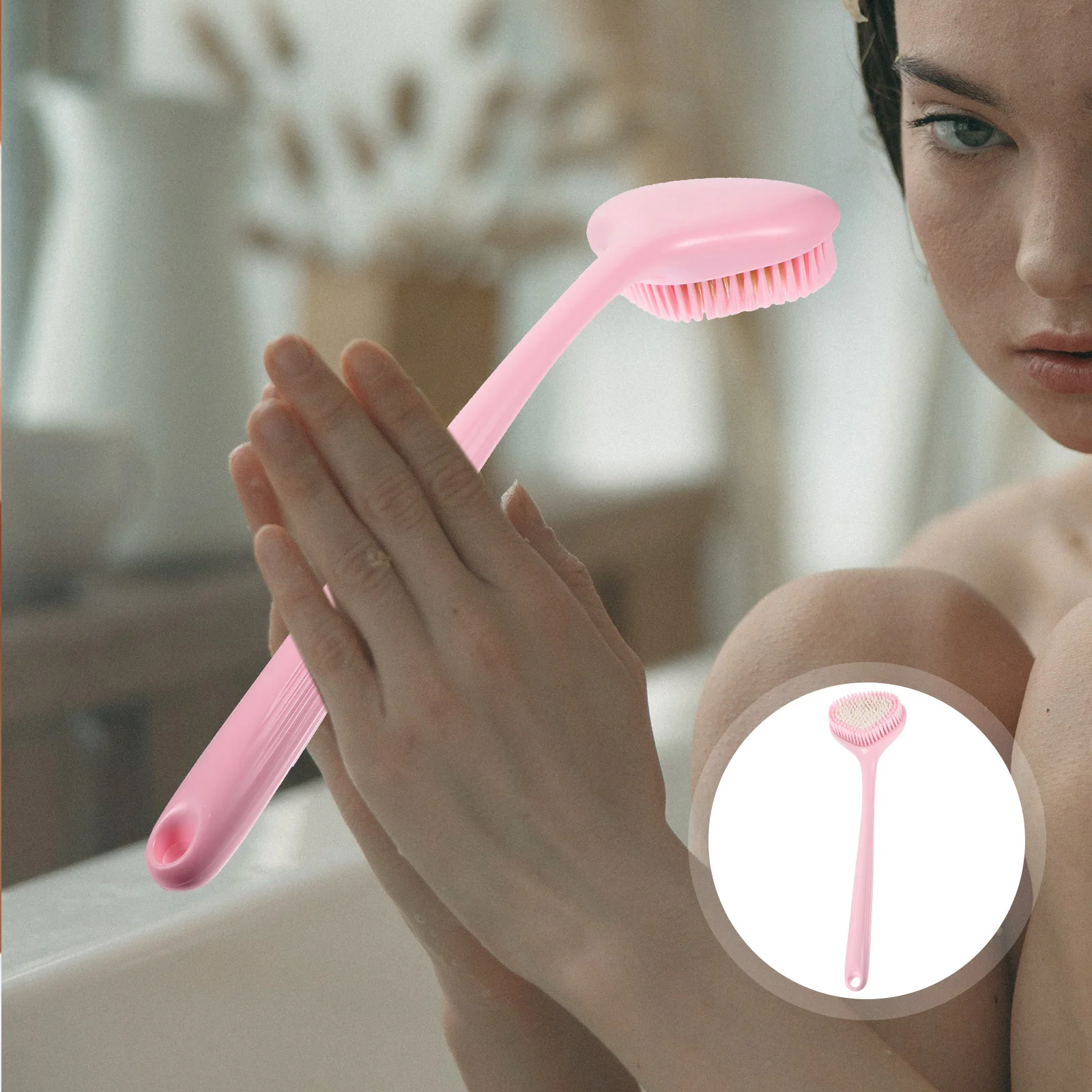

Back Exfoliating Brush Body Bath Brush Portable Back Scrubber Back Lotion Applicator for Back
