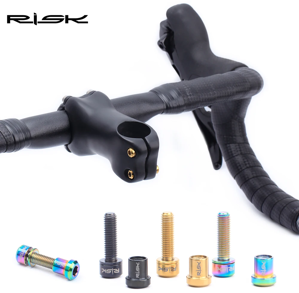 

RISK M5x18mm Bicycle Titanium Stem Screws Bolt Nut Kits for MTB Mountain Road Bike Carbon Stem Handlebar Ultralight Stem Screws