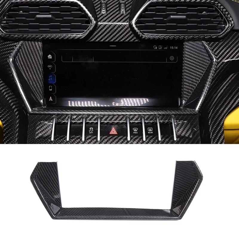 

For Lamborghini URUS 2018-2021 Carbon Fiber Car Center Console Navigation Screen Frame Cover Sticker