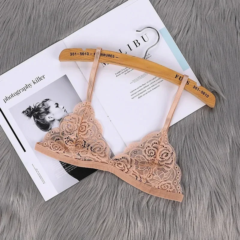 Women's Thin Bra Without Chest Pad Fashion Sexy Lace Lingerie Cutout Back Buckle Tube Top Women's Underwear Summer Clothes 5