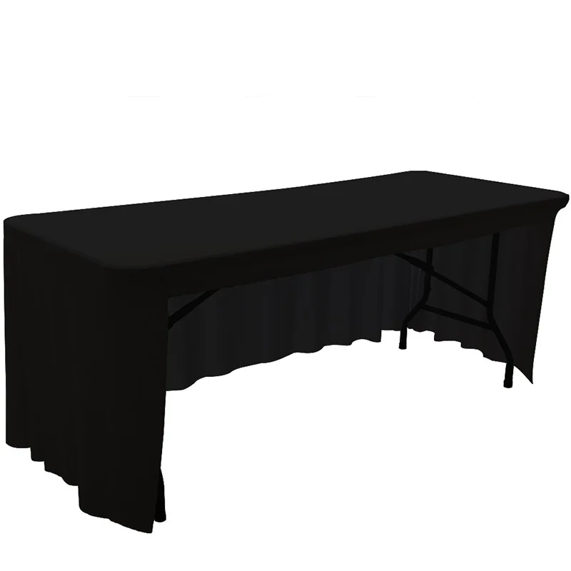 Description Picture 4 of itemWhite Black 6FT Elastic Tablecloth, Rectangle Spandex Table Skirt, Wedding Party Banquet Table Cover Decor