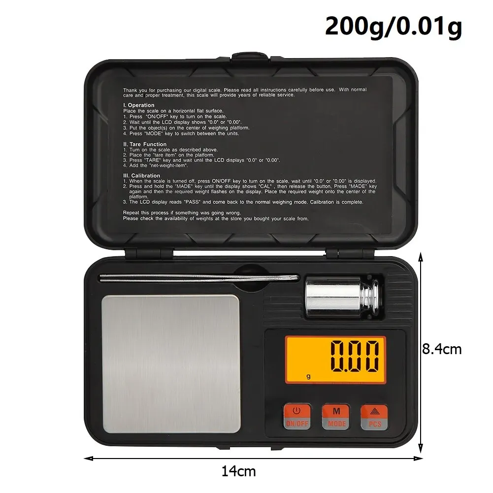 Digital Mini Pocket Scale – High Precision 200g/0.01g & 50g/0.001g