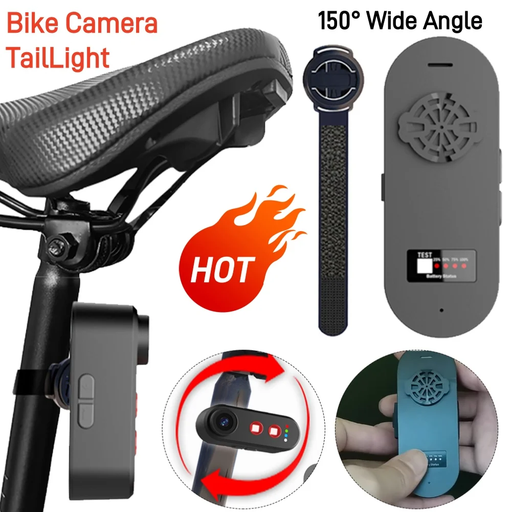 B14 Bike Recorder Camera With Tail Light 1080P HD 150 Degree Viewing Phone Interconnection Water Proof Rear View Sensor Camera