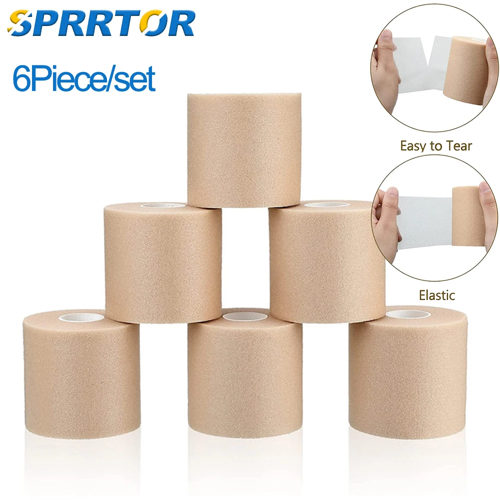 

6 Pieces Tape First Aid Bandage Sports Cotton Elastic Adhesive Strain Injury Tape Knee Muscle Pain Relief Sticker Gym Kneepad