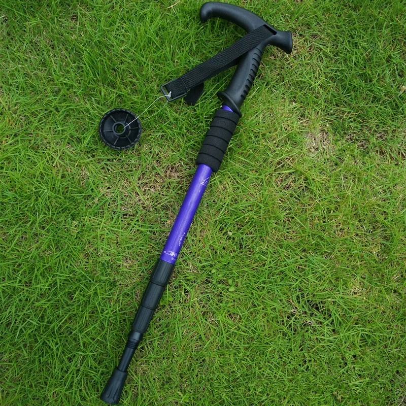 Ultralight Telescopic Trekking Pole T-handle Camping Crutch Anti Shock Walking Stick Club For Nordic Elderly Easy Put Into Bag 3