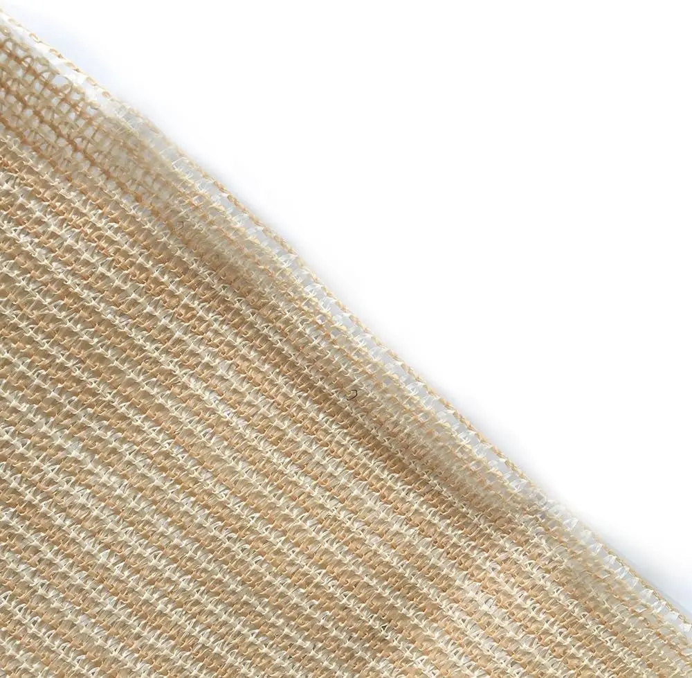 90% Sun Shade Fabric, 8x50ft Sun-Block Net Mesh Shade with Clips for Pergola Cover Porch Vertical Screen, Beige
