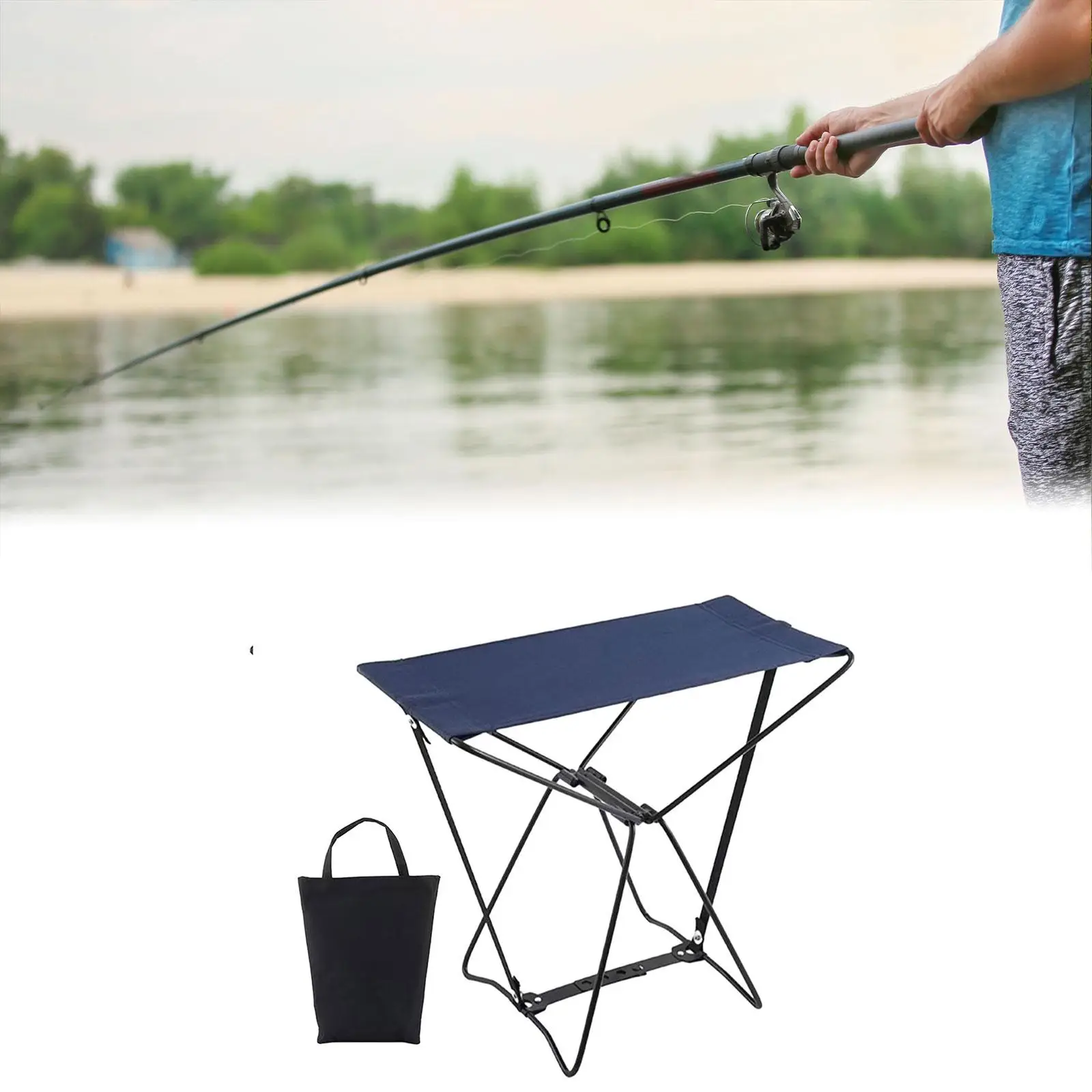 Folding Stool Camping Chair Portable Fishing Chair for Hiking Patio Backyard