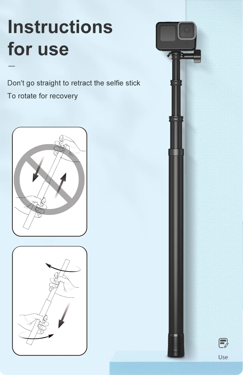 TELESIN-Long Monopod Carbon Fiber Selfie Stick para