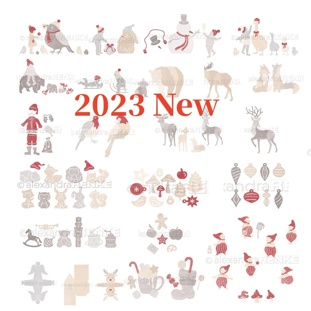 

Christmas Animal Bird Mushrooms 2023 New Metal Cutting Dies For Decorating Scrapbook Diy Paper Card Album Mould Embossing Craft